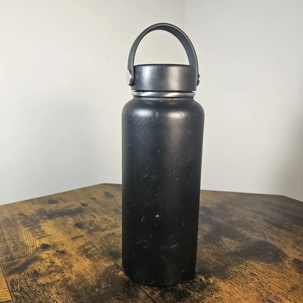 Hydro Flask 32 oz Wide Mouth Water Bottle Black Insulated Stainless Flex Cap